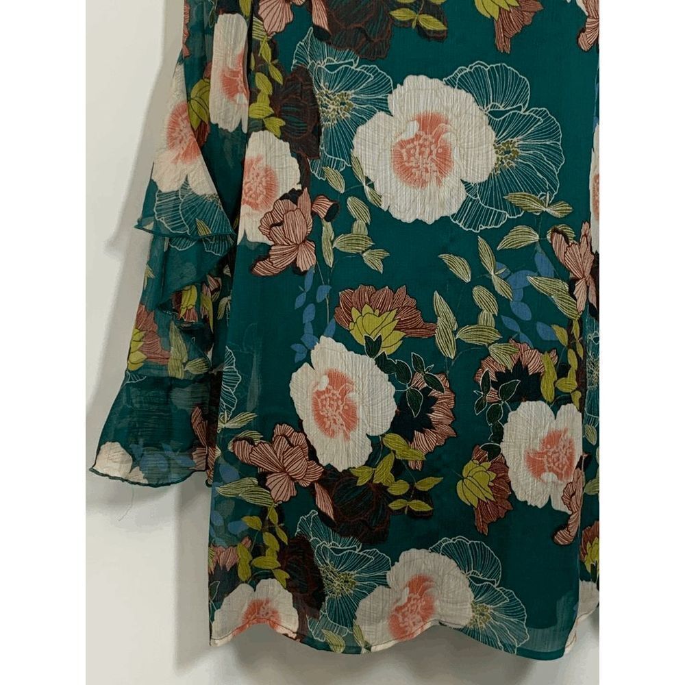 As U Wish Womens Midi Dress Floral Long Sleeve Choker Neckline Multicolor Small - Picture 10 of 10